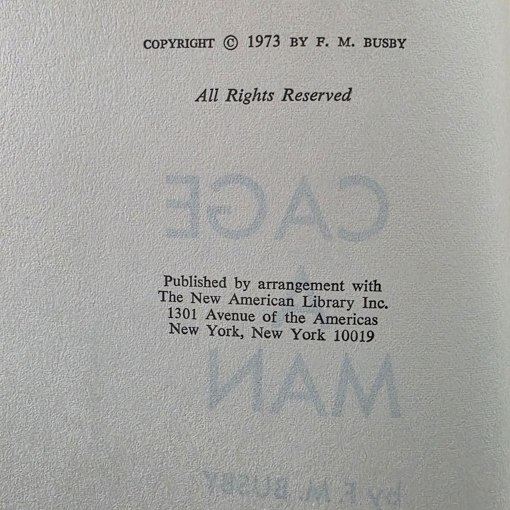 Cage a Man F.M. Busby 1973 Hardcover Book Club Edition Science‎ Fiction Vintage - Picture 4 of 4